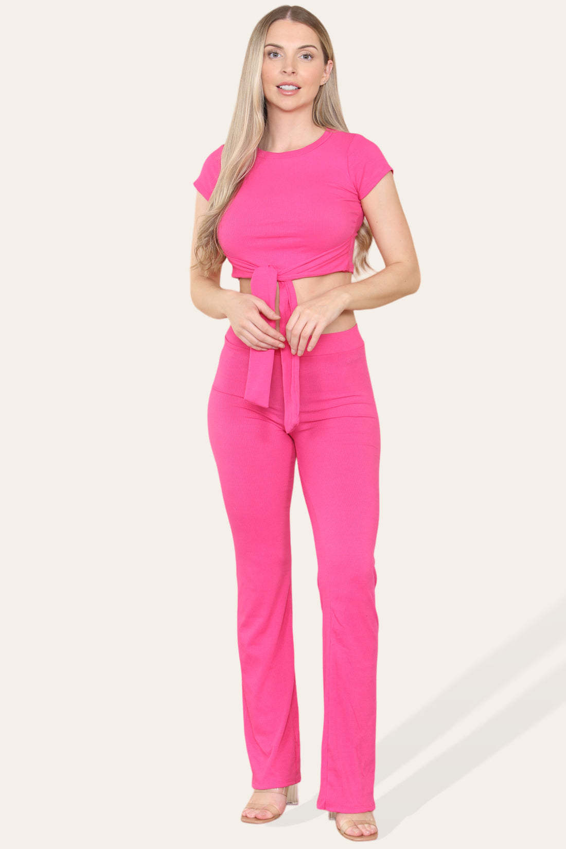 Ribbed High Neck Zipper Collar Jumpsuit Front Unitard Set