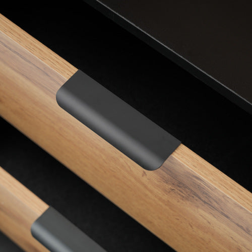 Sideboard Cabinet Dresser With 6 Drawers And 2 Open Shelves ,Amber Glass Chest Of Drawers, Anti-tip,Dressing Table For Living Room, Bedroom, And Children's Room, 120 X 40 X 80 Cm, Oak