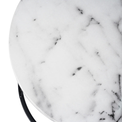 Round Coffee Table, Modern Coffee Table Set Of 2 Marble Pattern Top With Metal Frame, Small Side Table, End Table For Living Room, Bedroom, Home Office, Farmhouse, White And Black