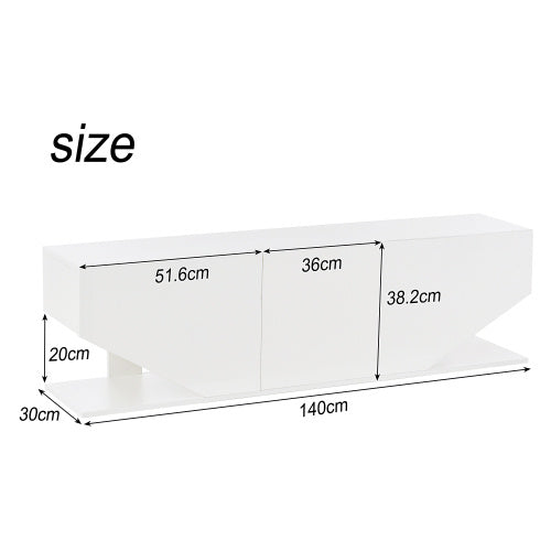 Entertainment Center LED TV Stand TV Cabinet With LED Lights, 3 Storage Cabinet And 2 Open Shelves High Gloss Entertainment Center Media Console Table Storage Desk For For 65 Inch TV