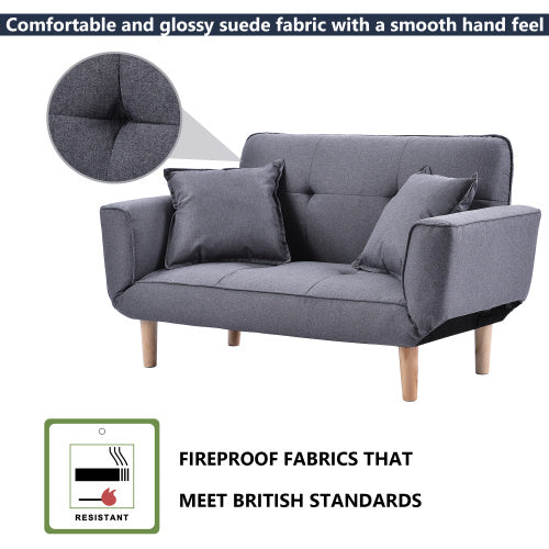 Small Sofa Bed Modern And Simple Gray Sofa Fabric Living Room 2 Seater Sofa Couch Settee Recliner Sleeper