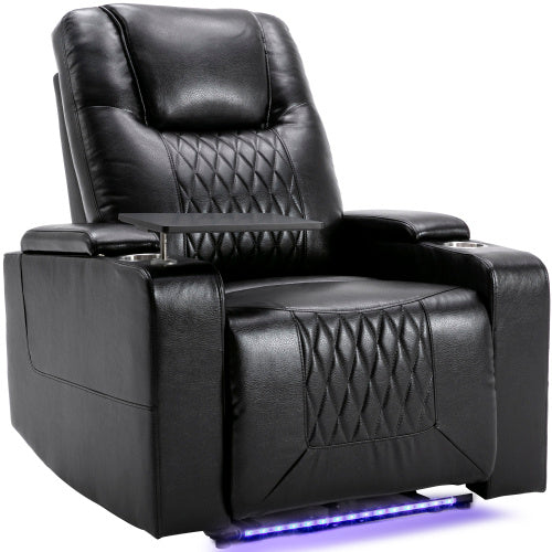 Electric Recliner Chair With USB Charge Port, 360 Swivel Tray Table, Hand In-Arm Storage, Cup Holders, Ambient Lighting - Ambient Lighting Gaming Recliner Chair Home Theat