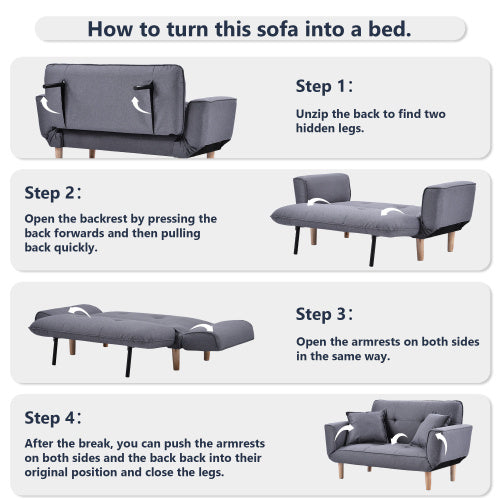 Small Sofa Bed Modern And Simple Gray Sofa Fabric Living Room 2 Seater Sofa Couch Settee Recliner Sleeper