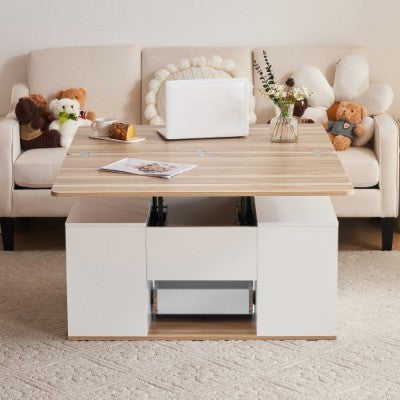 Grey Coffee Table With Storage, Lift Up Coffee Table For Living Room, Coffee Table With 2 Drawers Lift-Top Sofa End Tea Tables For Living Room Furniture