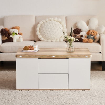 Grey Coffee Table With Storage, Lift Up Coffee Table For Living Room, Coffee Table With 2 Drawers Lift-Top Sofa End Tea Tables For Living Room Furniture
