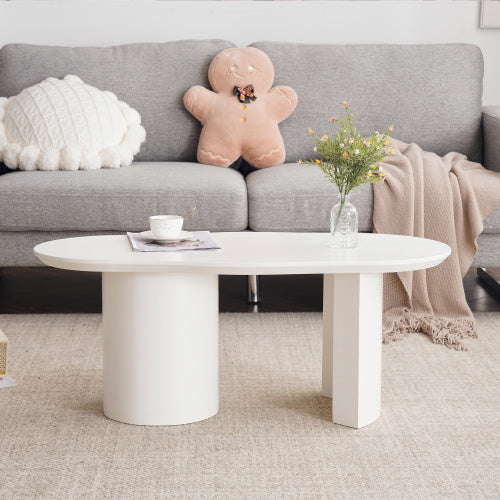 White Wooden Painted Coffee Table Abstract Cloud Shaped,Irregular White Coffee Table, Tea Table End Table, Modern Coffee Table, For Living Room Furniture, Easy Assembly